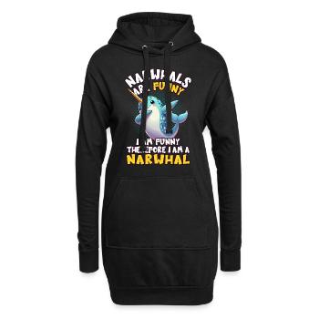 Narval, Baleine, Créature Marine, Licorne, Océan - Sweat-shirt à capuche long Femme - noir - Devant