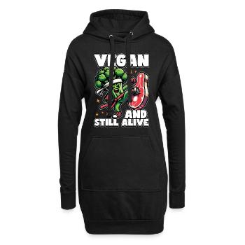 Vegetarian Vegan And Still Alive Animal Welfare - Hoodie-Kleid - Schwarz - Vorne