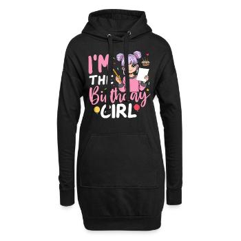 Grand-mère de la fille d’anniversaire - Sweat-shirt à capuche long Femme - noir - Devant