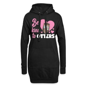 Loutre Jeu de mots Soyez gentil avec les loutres - Sweat-shirt à capuche long Femme - noir - Devant