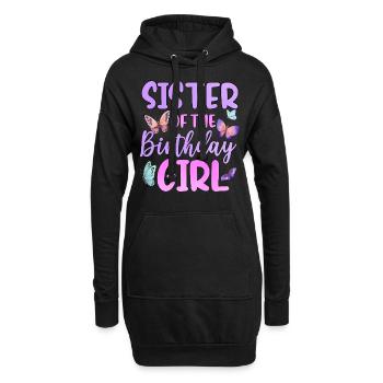 Sœur de la fille d’anniversaire - Sweat-shirt à capuche long Femme - noir - Devant