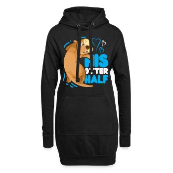 Couple Loutre Jeu de mots Saint-Valentin - Sweat-shirt à capuche long Femme - noir - Devant