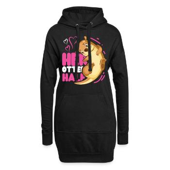 Couple Loutre Jeu de mots Saint-Valentin - Sweat-shirt à capuche long Femme - noir - Devant