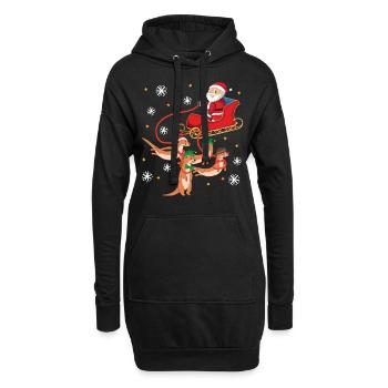 Otter Christmas Santa Sleigh - Hoodie-Kleid - Schwarz - Vorne