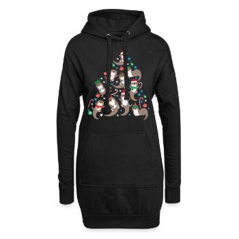 Otter Christmas Tree - Hoodie-Kleid - Schwarz - Vorne