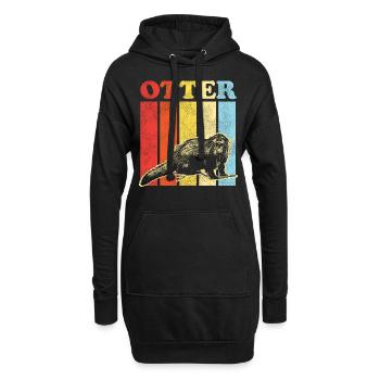Otter Retro Vintage Otter - Hoodie-Kleid - Schwarz - Vorne