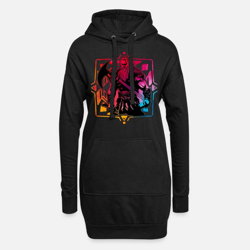 Wikinger - Hoodie-Kleid - Schwarz