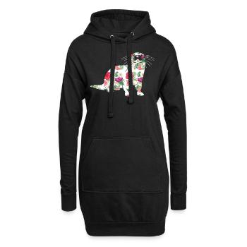Loutre Fleurs tropicales Floral - Sweat-shirt à capuche long Femme - noir - Devant