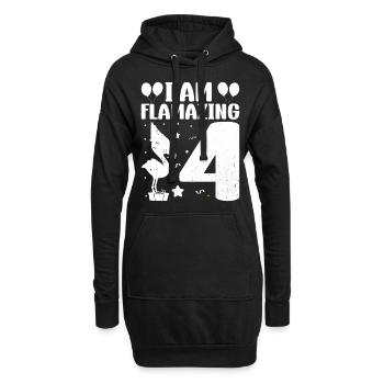 Je suis Flamazing 4 ans Flamingo Anniversaire - Sweat-shirt à capuche long Femme - noir - Devant