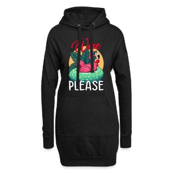 Party Flamingo Wine please Funny Flamingo Party - Hoodie-Kleid - Schwarz - Vorne
