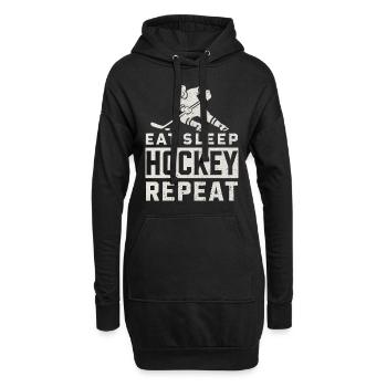 hockey sur glace les joueurs de hockey sur glace mangent dorment hockey répéter - Sweat-shirt à capuche long Femme - noir - Devant