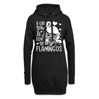 Flamingo Lover - Une fille qui est amoureuse de - Sweat-shirt à capuche long Femme - noir - Devant