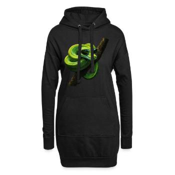 Grüner Baumpython Schlangen Liebhaber Terrarium - Hoodie-Kleid - Schwarz - Vorne