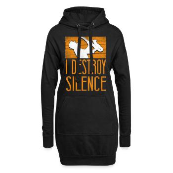 Saxophone I Destroy Silence - Hoodie-Kleid - Schwarz - Vorne