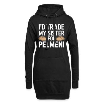 Pelmeni Cuisine russe - Sweat-shirt à capuche long Femme - noir - Devant