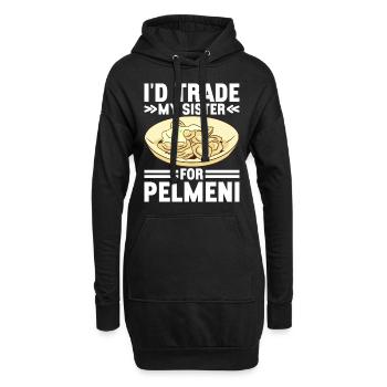 Pelmeni Cuisine russe - Sweat-shirt à capuche long Femme - noir - Devant