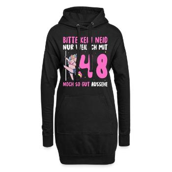 Bitte Kein Neid 48 Geburtstag - Hoodie-Kleid - Schwarz - Vorne