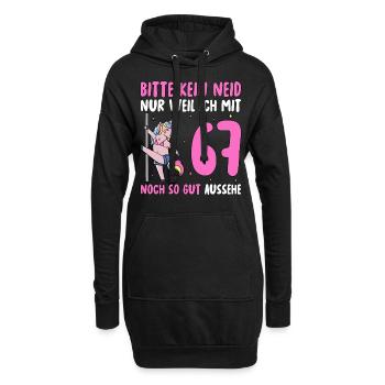 Bitte Kein Neid 67 Geburtstag - Hoodie-Kleid - Schwarz - Vorne