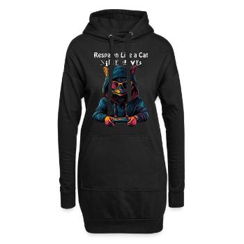 Respawn Like a Cat - Neun Leben Gamer Katze Design - Hoodie-Kleid - Schwarz - Vorne