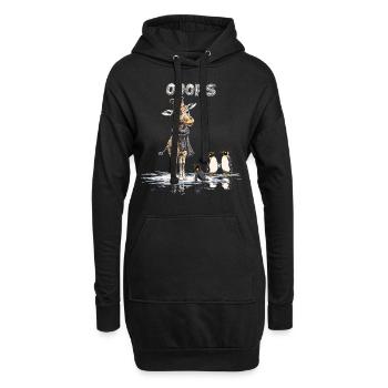 Ooops - Lustige Giraffe und Pinguine - Hoodie-Kleid - Schwarz - Vorne