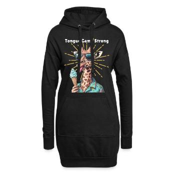 Tongue Game Strong - Girafe drôle avec de la glace - Sweat-shirt à capuche long Femme - noir - Devant