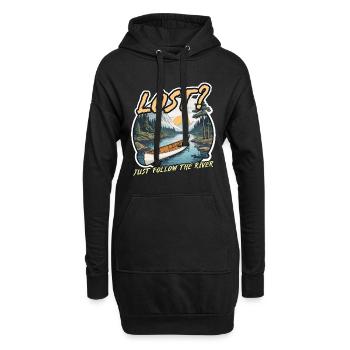 Canoë Perdu Il suffit de suivre la rivière Aime faire du bateau - Sweat-shirt à capuche long Femme - noir - Devant
