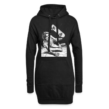 Shirt Design: Actionreicher Skateboard-Sturz - Hoodie-Kleid - Schwarz - Vorne