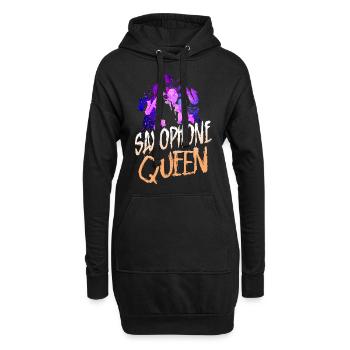 Saxophone Saxophone Queen - Hoodie-Kleid - Schwarz - Vorne