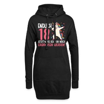 Enfin 18 Maintenant, ça vient de grandir - Sweat-shirt à capuche long Femme - noir - Devant