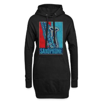 Saxophone Retro Vintage Saxophone - Hoodie-Kleid - Schwarz - Vorne
