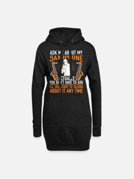Saxophone Ask Me About My - Hoodie-Kleid - Schwarz