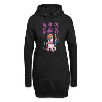 Niedlich, Klug und Dramatisch Einhorn - Hoodie-Kleid - Schwarz - Vorne