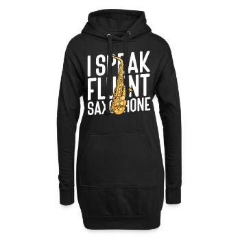 Saxophones Je parle couramment Saxophones - Sweat-shirt à capuche long Femme - noir - Devant