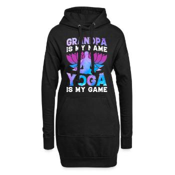 Grandpa is my name Yoga is my game - Yoga - Hoodie-Kleid - Schwarz - Vorne