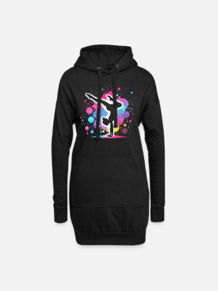 Turnen Gymnastik Turnerin Akrobatik Bodenturnen - Hoodie-Kleid - Schwarz