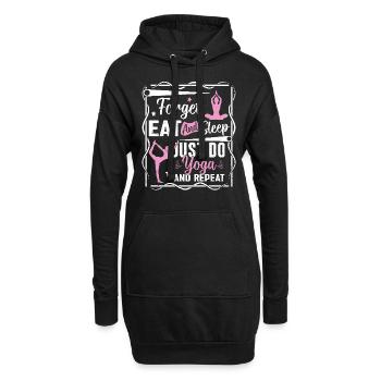 Forget eat and sleep just do yoga and repeat - Hoodie-Kleid - Schwarz - Vorne