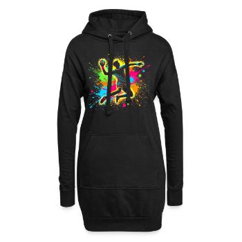 Handball Handballer, bunt Handballspieler - Hoodie-Kleid - Schwarz - Vorne