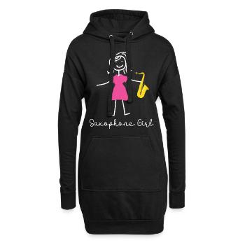 Saxophone Saxophone Girl - Hoodie-Kleid - Schwarz - Vorne