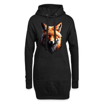 Lustiges Fuchs Fox Kunst Tier Natur Wildtier Tiere - Hoodie-Kleid - Schwarz - Vorne