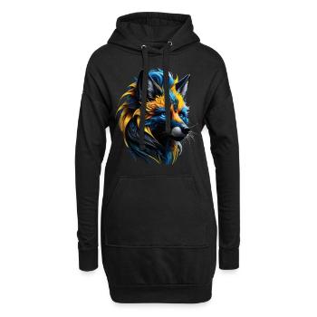 Lustiges Fuchs Fox Kunst Tier Natur Wildtier Tiere - Hoodie-Kleid - Schwarz - Vorne