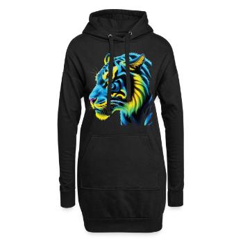Lustiges Tiger Kunst Tier Natur Wildtier Tiere Zoo - Hoodie-Kleid - Schwarz - Vorne