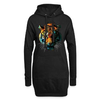 Lustiges Tiger Kunst Tier Natur Wildtier Tiere Zoo - Hoodie-Kleid - Schwarz - Vorne