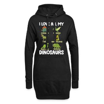 Funny Dinosaur Lover Dino Lover - I love all my - Hoodie-Kleid - Schwarz - Vorne