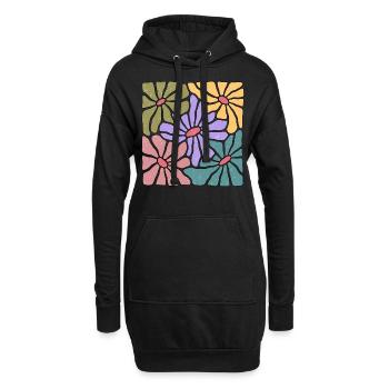 Wildblumen im Boho-Stil - Hoodie-Kleid - Schwarz - Vorne