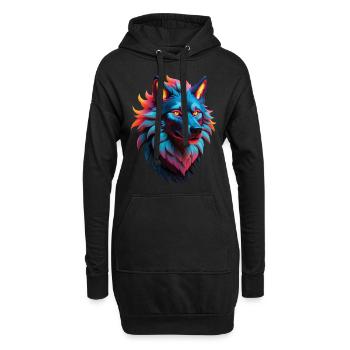 Wolf Liebhaber Wildtier Kunst Wolf Bunt Tier - Hoodie-Kleid - Schwarz - Vorne