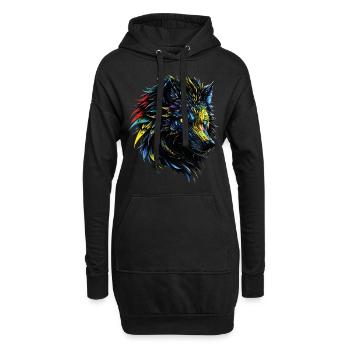 Wolf Liebhaber Wildtier Kunst Wolf Bunt Tier - Hoodie-Kleid - Schwarz - Vorne