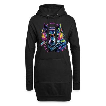 Wolf Liebhaber Wildtier Kunst Wolf Bunt Tier - Hoodie-Kleid - Schwarz - Vorne