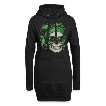 St Patricks Day Totenkopf - Hoodie-Kleid - Schwarz - Vorne