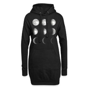 Mondphasen Weltraum - Hoodie-Kleid - Schwarz - Vorne