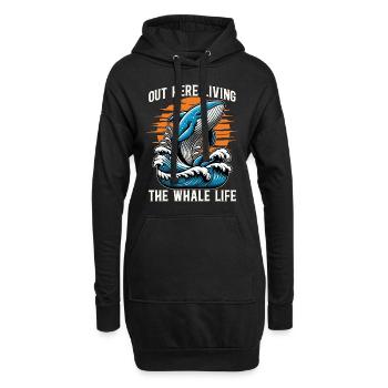 Observation des baleines ici Vivre la biologie marine - Sweat-shirt à capuche long Femme - noir - Devant